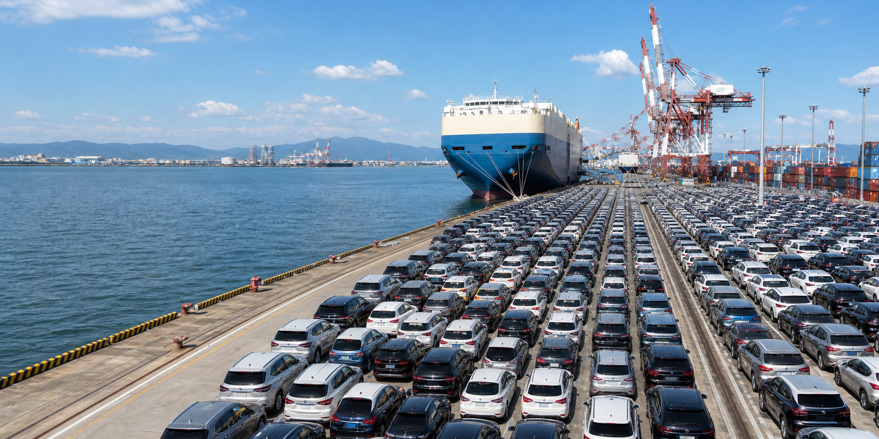 Rows of vehicles ready for distribution